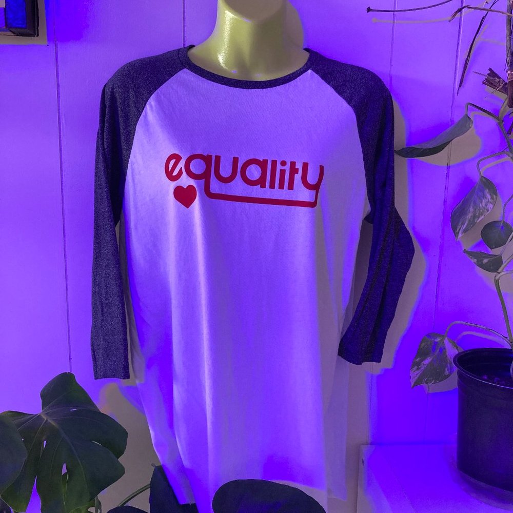 Baseball T with Equality detail across the chest